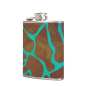 Giraffe Brown en Blauwgroen print Heupfles (Links)