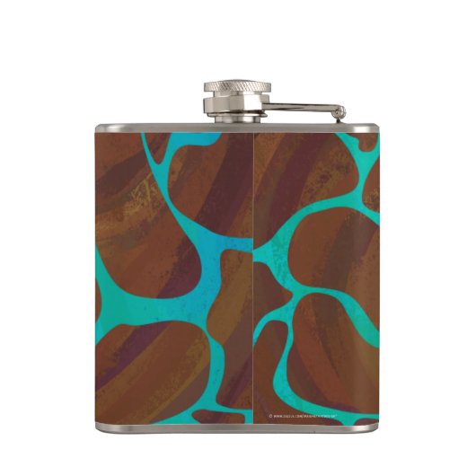 Giraffe Brown en Blauwgroen print Heupfles (Achterkant)