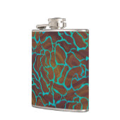 Giraffe Brown en Blauwgroen print Heupfles (Links)