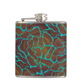 Giraffe Brown en Blauwgroen print Heupfles (Voorkant)