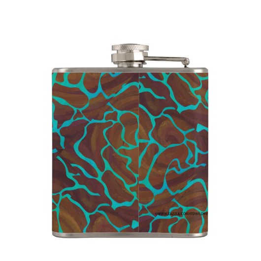 Giraffe Brown en Blauwgroen print Heupfles (Achterkant)