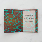 Giraffe Brown en Blauwgroen print Kaart (Binnen)