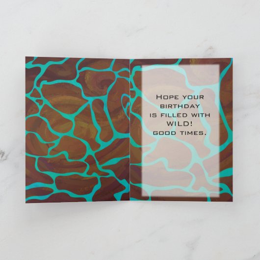 Giraffe Brown en Blauwgroen print Kaart (Binnen)