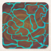 Giraffe Brown en Blauwgroen print Kartonnen Onderzetters (Voorkant)