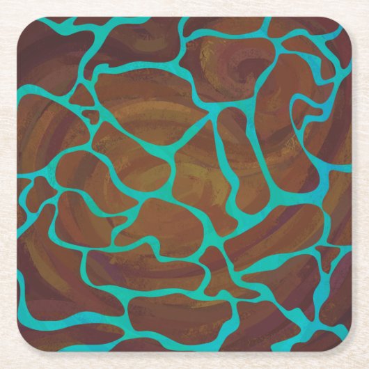 Giraffe Brown en Blauwgroen print Kartonnen Onderzetters (Voorkant)