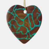 Giraffe Brown en Blauwgroen print Keramisch Ornament (Rechts)