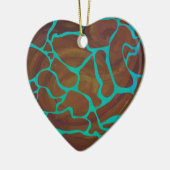Giraffe Brown en Blauwgroen print Keramisch Ornament (Links)