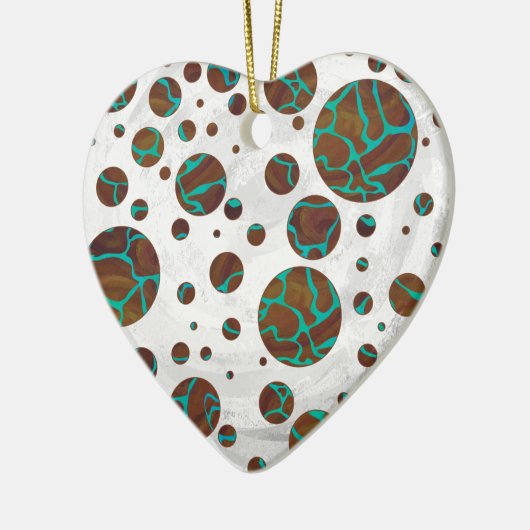 Giraffe Brown en Blauwgroen print Keramisch Ornament (Links)