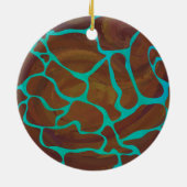 Giraffe Brown en Blauwgroen print Keramisch Ornament (Achterkant)