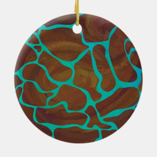 Giraffe Brown en Blauwgroen print Keramisch Ornament (Achterkant)