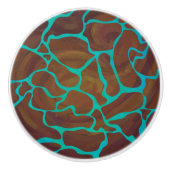 Giraffe Brown en Blauwgroen print Keramische Knop (Voorkant)