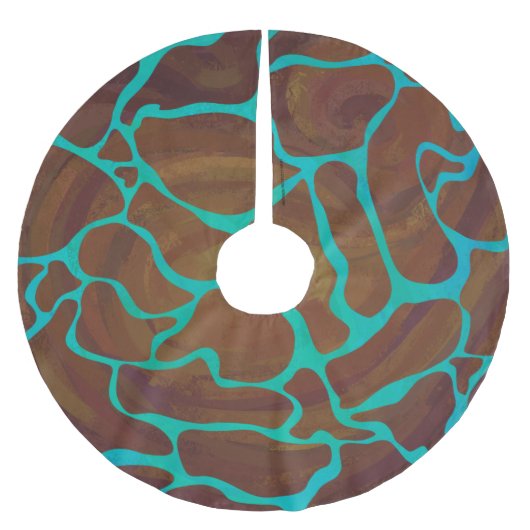 Giraffe Brown en Blauwgroen print Kerstboom Rok (Voorkant)