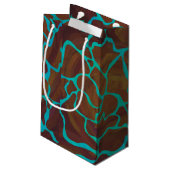 Giraffe Brown en Blauwgroen print Klein Cadeauzakje (Achterkant Gekanteld)