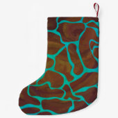 Giraffe Brown en Blauwgroen print Kleine Kerstsok (Achterkant)