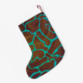 Giraffe Brown en Blauwgroen print Kleine Kerstsok (Achterkant (Hangend))