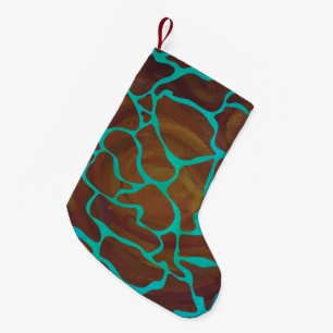 Giraffe Brown en Blauwgroen print Kleine Kerstsok