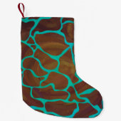 Giraffe Brown en Blauwgroen print Kleine Kerstsok (Voorkant)
