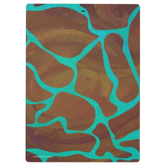 Giraffe Brown en Blauwgroen print Klembord (Achterkant)