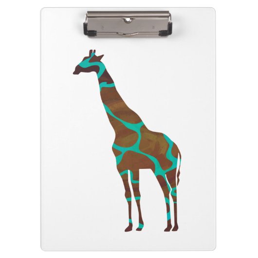 Giraffe Brown en Blauwgroen print Klembord (Voorkant)