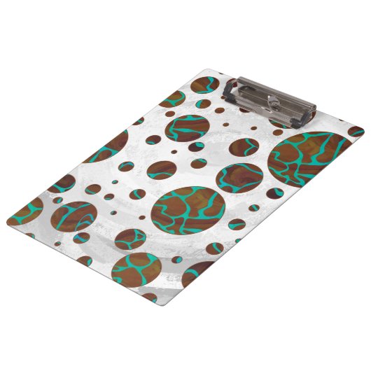 Giraffe Brown en Blauwgroen print Klembord (Gekanteld)