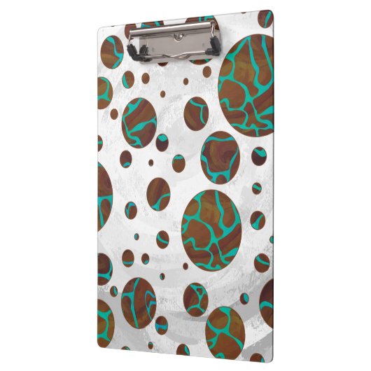 Giraffe Brown en Blauwgroen print Klembord (Links)
