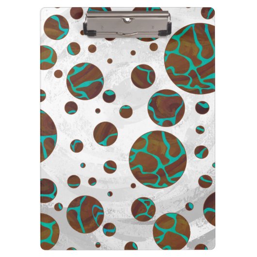 Giraffe Brown en Blauwgroen print Klembord (Voorkant)