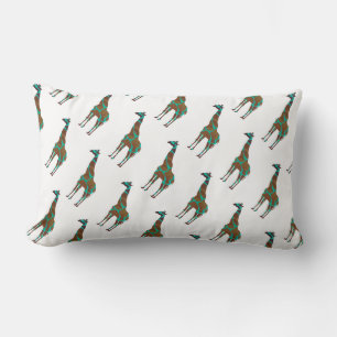 Giraffe Brown en Blauwgroen print Kussen