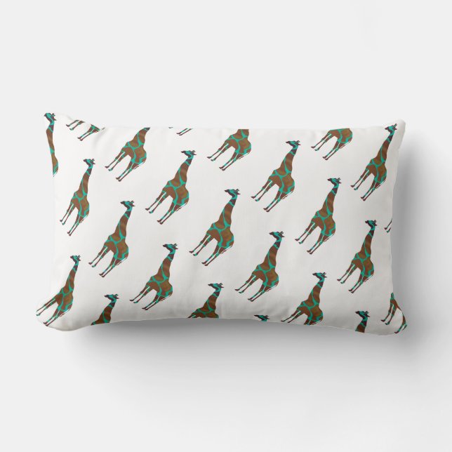 Giraffe Brown en Blauwgroen print Kussen (Voorkant)