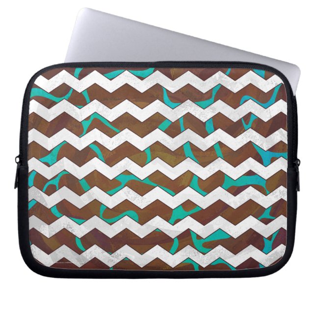 Giraffe Brown en Blauwgroen print Laptop Sleeve (Voorkant)
