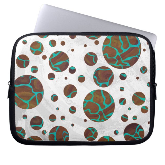 Giraffe Brown en Blauwgroen print Laptop Sleeve (Voorkant)