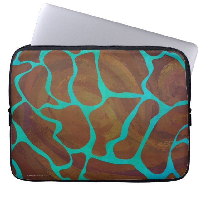 Giraffe Brown en Blauwgroen print Laptop Sleeve (Voorkant)