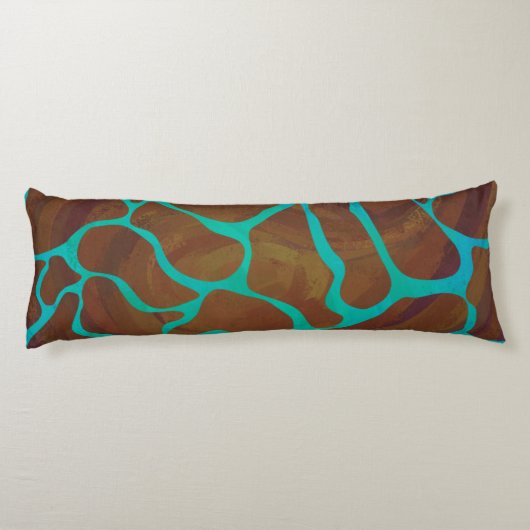 Giraffe Brown en Blauwgroen print Lichaamskussen (Achterkant)