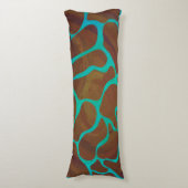 Giraffe Brown en Blauwgroen print Lichaamskussen (Voorkant Verticaal)