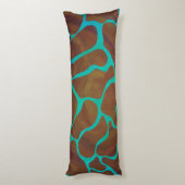 Giraffe Brown en Blauwgroen print Lichaamskussen (Achterkant (Verticaal))