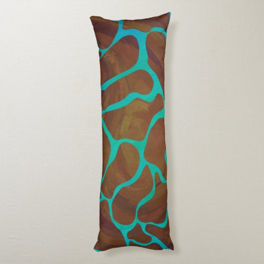 Giraffe Brown en Blauwgroen print Lichaamskussen (Achterkant (Verticaal))