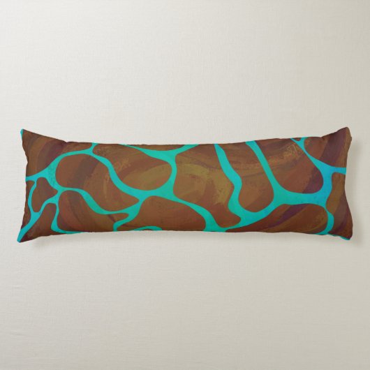 Giraffe Brown en Blauwgroen print Lichaamskussen (Voorkant)