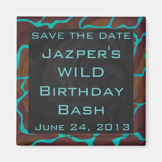 Giraffe Brown en Blauwgroen print Magneet (Voorkant)