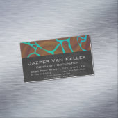 Giraffe Brown en Blauwgroen print Magnetisch Visitekaartje (Voorbeeld)