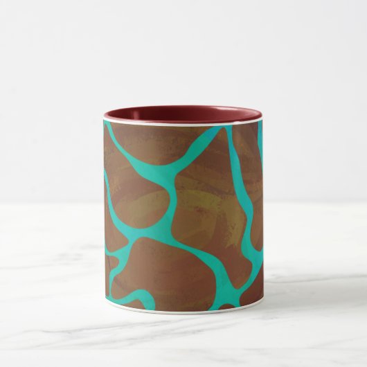 Giraffe Brown en Blauwgroen print Mok (Midden)