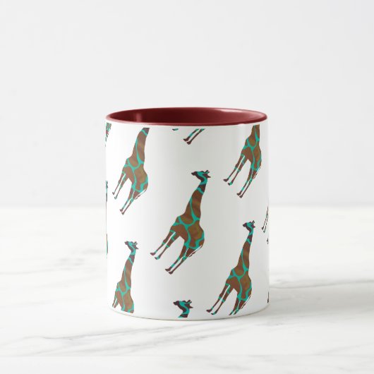Giraffe Brown en Blauwgroen print Mok (Midden)