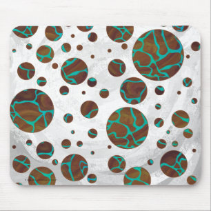 Giraffe Brown en Blauwgroen print Muismat