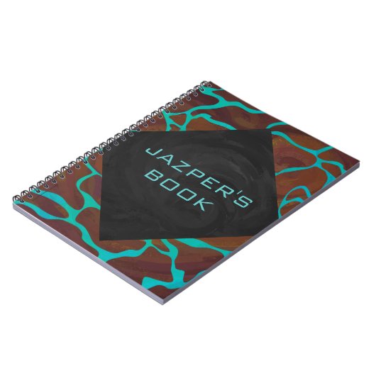 Giraffe Brown en Blauwgroen print Notitieboek (Linkerzijde)