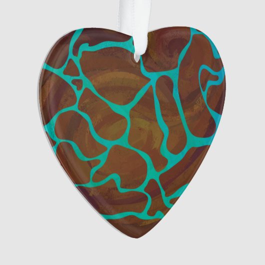 Giraffe Brown en Blauwgroen print Ornament (voorkant)