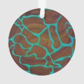 Giraffe Brown en Blauwgroen print Ornament (achterkant)