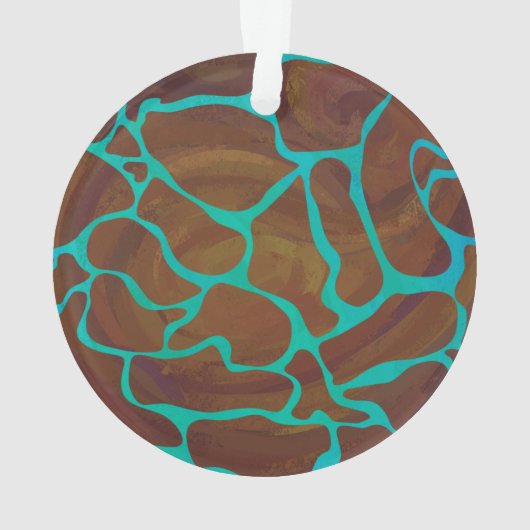 Giraffe Brown en Blauwgroen print Ornament (achterkant)