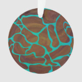 Giraffe Brown en Blauwgroen print Ornament (voorkant)