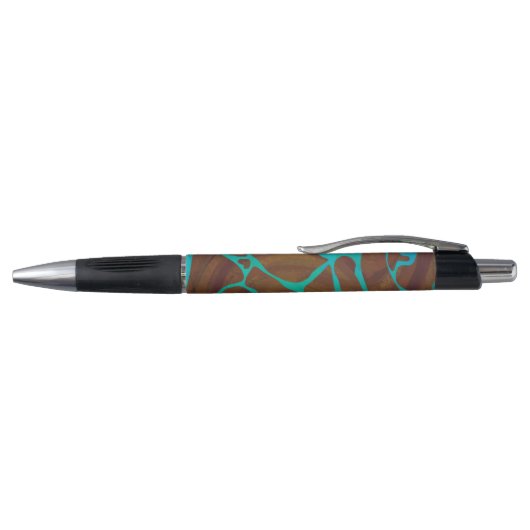 Giraffe Brown en Blauwgroen print Pen (Bovenkant)