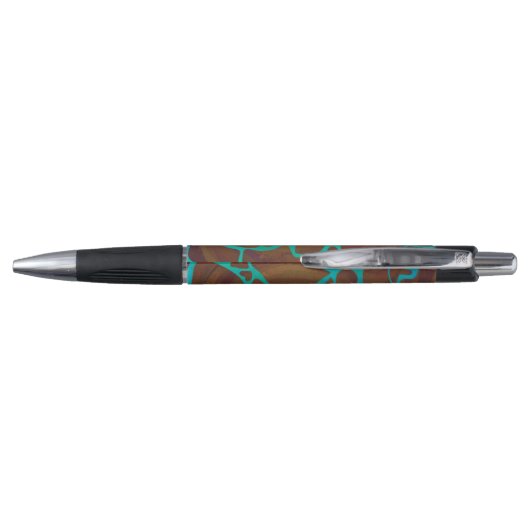 Giraffe Brown en Blauwgroen print Pen (Achterkant)