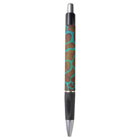Giraffe Brown en Blauwgroen print Pen (Voorkant Verticaal)