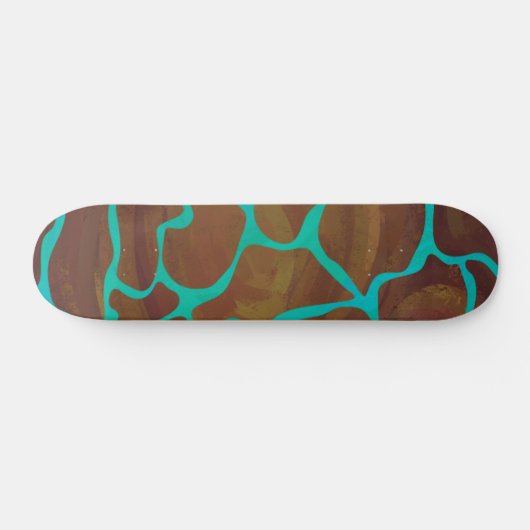 Giraffe Brown en Blauwgroen print Persoonlijk Skateboard (Horizontaal)